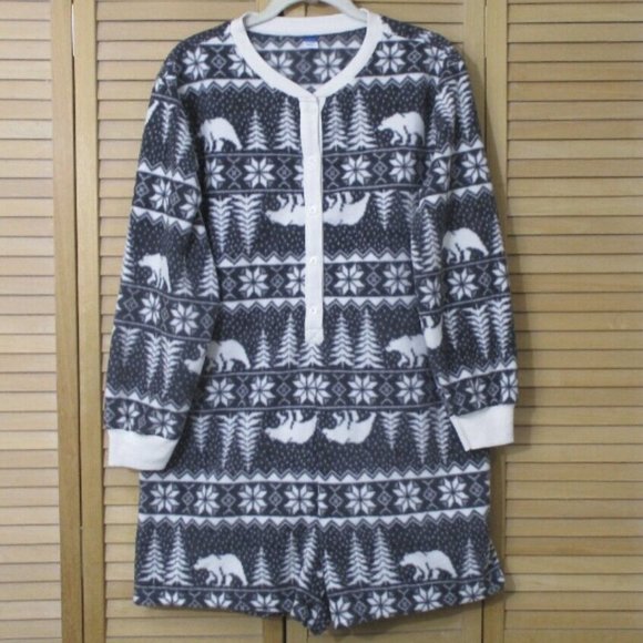 Old Navy Match The Fam Fleece Henley Pajama Romper Size L - Picture 6 of 9